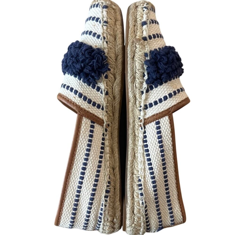 Tory Burch Shaw Fringe Espadrilles Navy Cream Stripe 8 - Picture 7 of 13